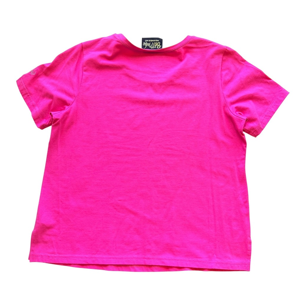 Bob Mackie Women Embroidered Flower Short Sleeve T-Shirt S Hot Pink Wearable Art - Picture 5 of 13